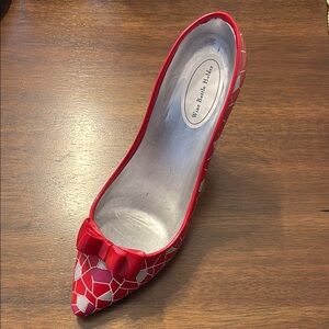 Decorative Wine Bottle Holder - Red Mosaic with Bow in shape of Women's Shoe